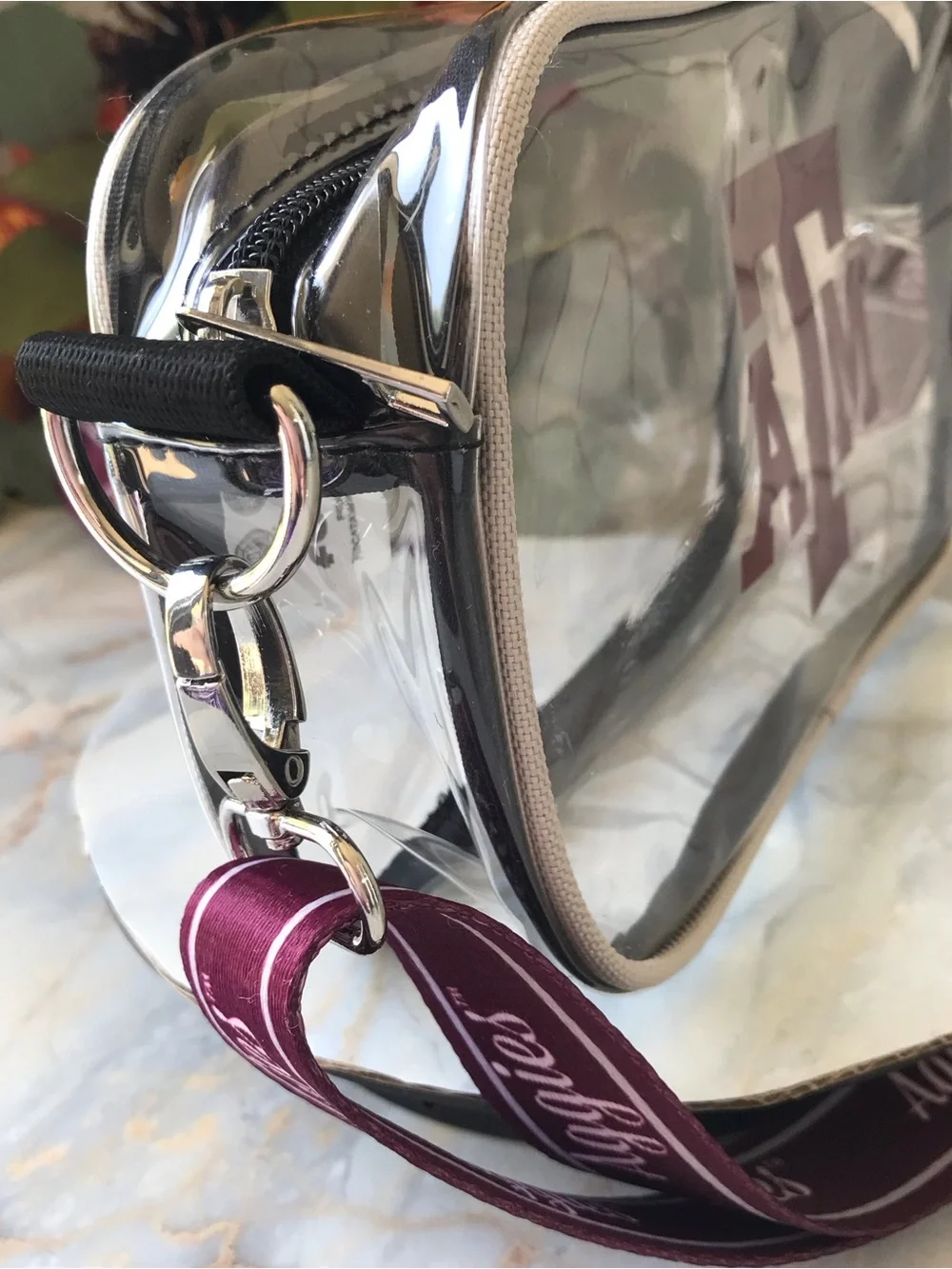 Texas A&M Clear Crossbody Bag with Maroon Aggies Strap NWT